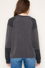 Rileigh Ribbed Top - Charcoal