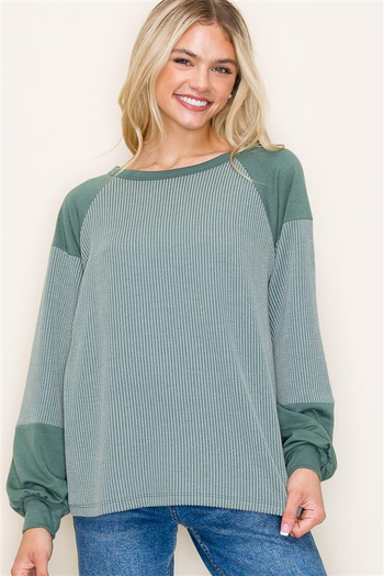 Sage Rileigh Ribbed Top