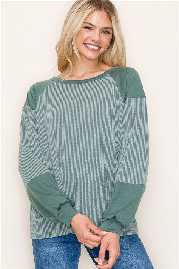 Rileigh Ribbed Top - Sage - The Nines