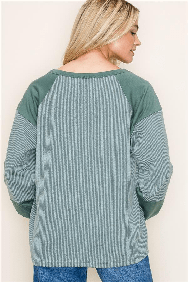 Rileigh Ribbed Top - Sage - The Nines
