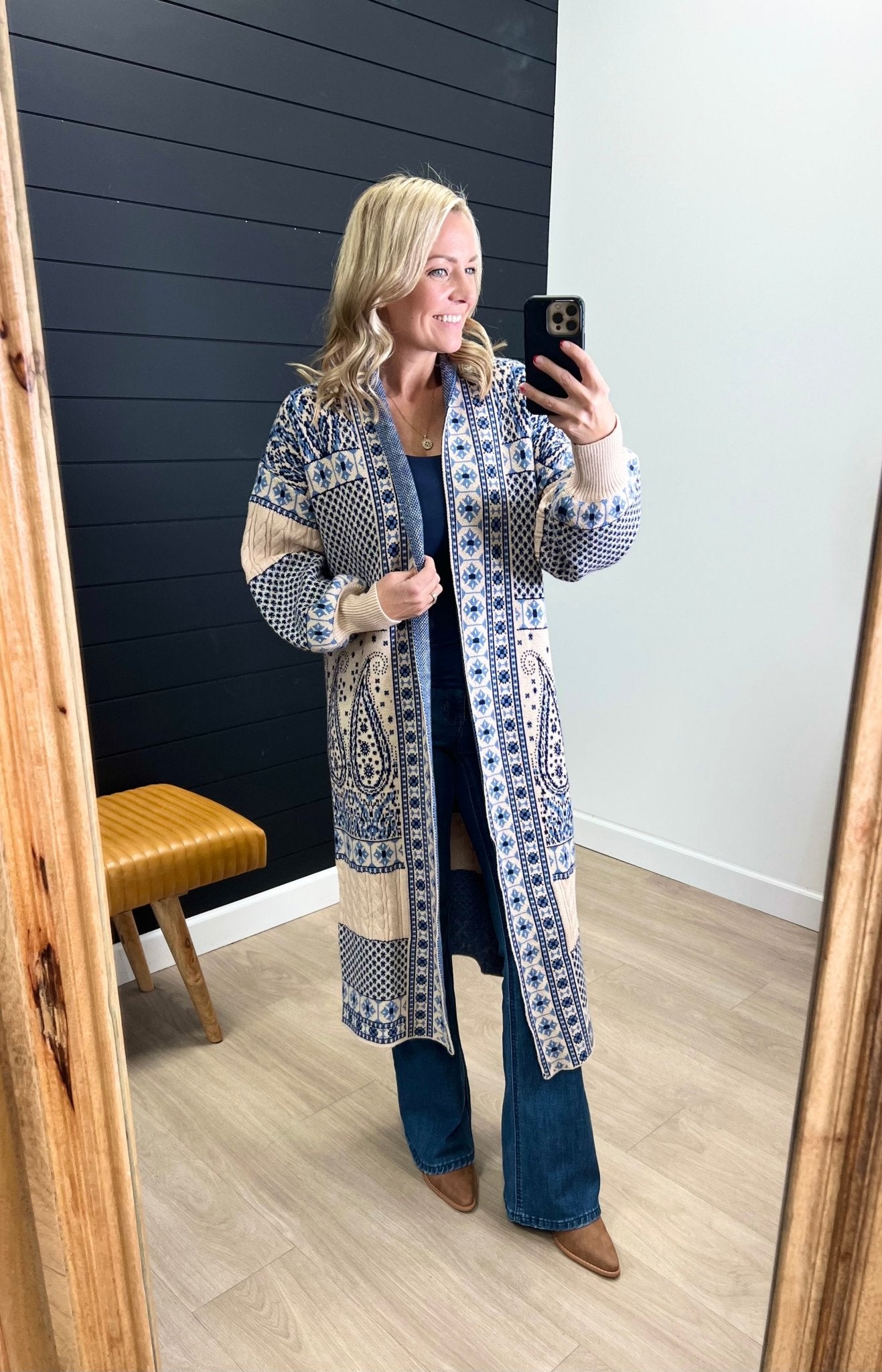 Navy Paisley Duster Cardigan - The Nines