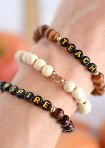 Teach & Inspire Wood Bead Stretch Bracelet Sets