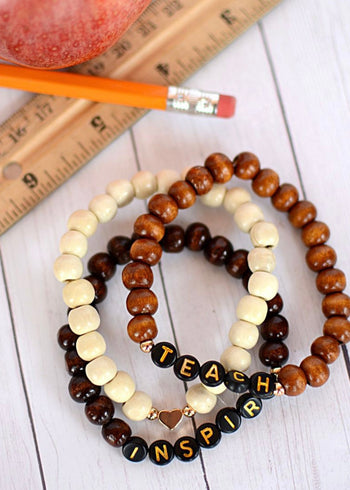 Teach & Inspire Wood Bead Stretch Bracelet Sets