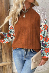 Cinnamon Patchwork Floral Sleeve Top - FINAL SALE