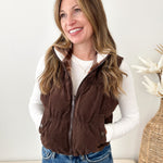 Reversible Cropped Corduroy & Plaid Puffer Vest - 3 colors! - The Nines