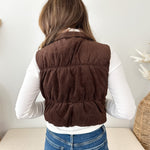 Reversible Cropped Corduroy & Plaid Puffer Vest - 3 colors! - The Nines