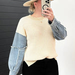 Denim Sleeve Sweater - The Nines