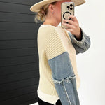 Denim Sleeve Sweater - The Nines
