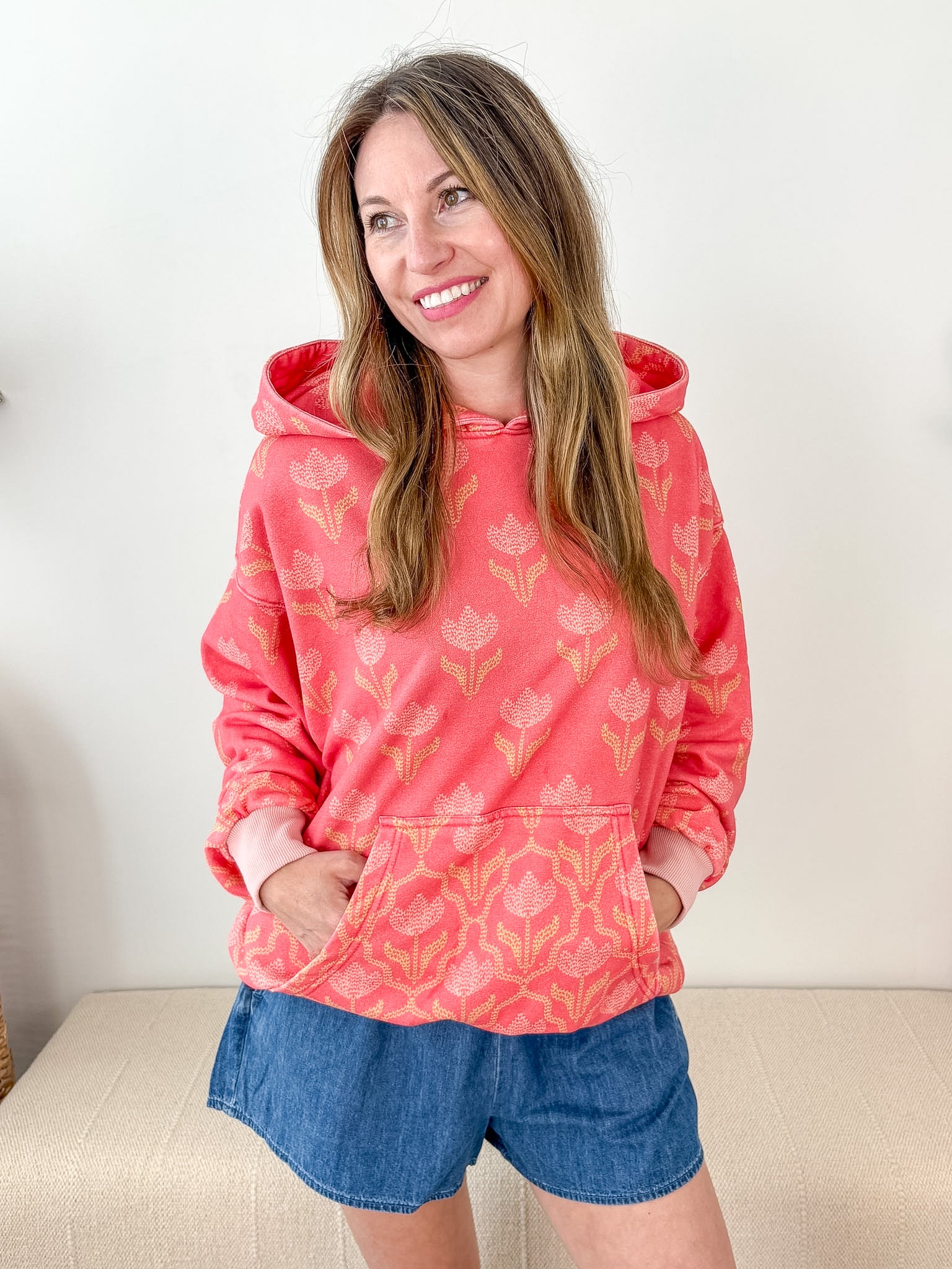 Coral Floral Fleece Hoodie - The Nines