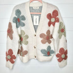 Cream Floral Crochet Cardigan - The Nines