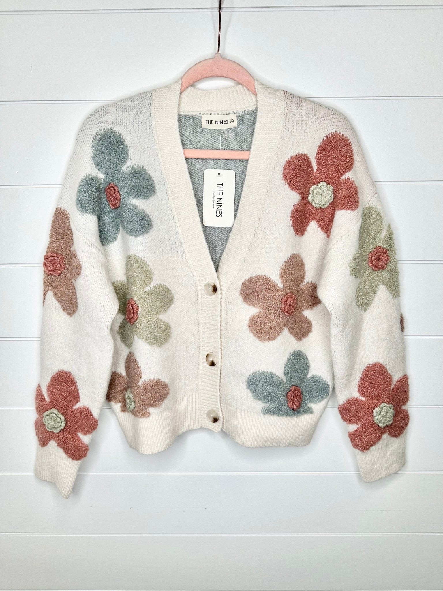 Cream Floral Crochet Cardigan - The Nines