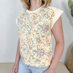 Floral Embroidery Print & Terry Top - The Nines