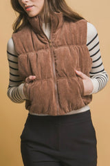 Chocolate Corduroy Cropped Vest - FINAL SALE