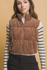 Chocolate Corduroy Cropped Vest - FINAL SALE