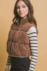 Chocolate Corduroy Cropped Vest - FINAL SALE