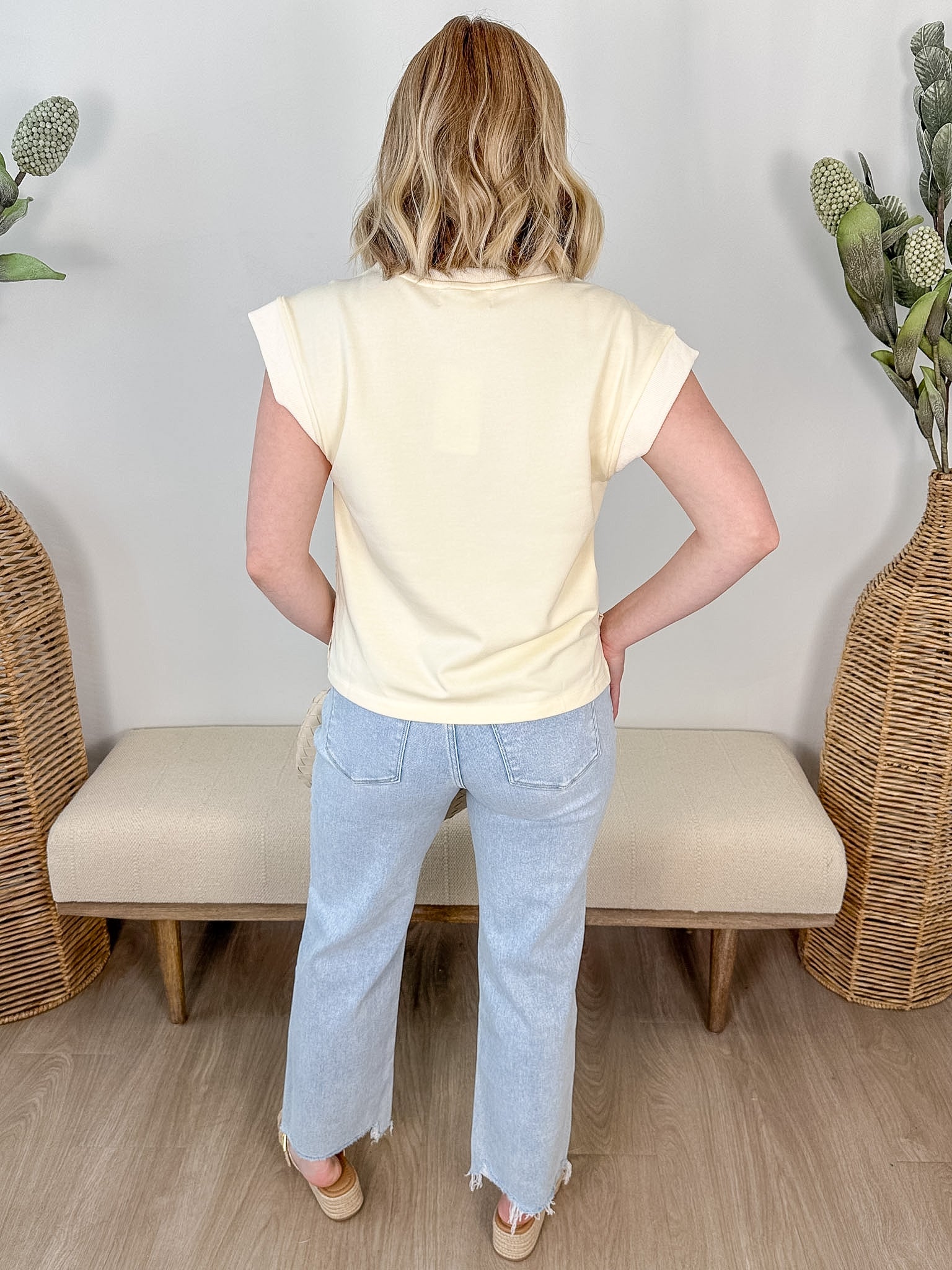 Floral Embroidery Print & Terry Top - The Nines