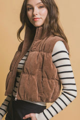 Chocolate Corduroy Cropped Vest - FINAL SALE