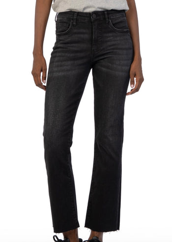 KUT From The Kloth High Rise Kelsey Fab Ab Ankle Black Flare Jeans