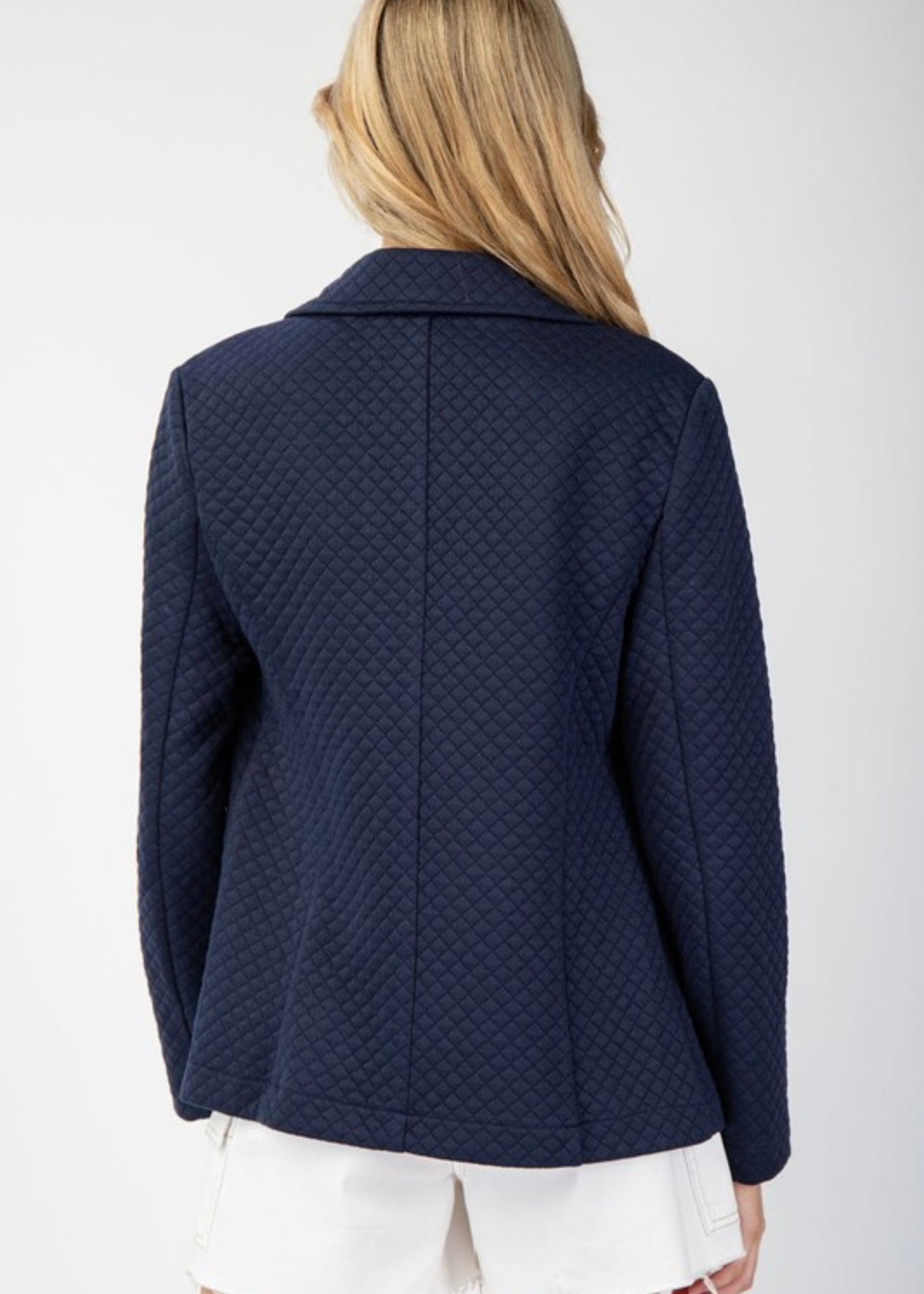 Navy Quilted Blazer - The Nines