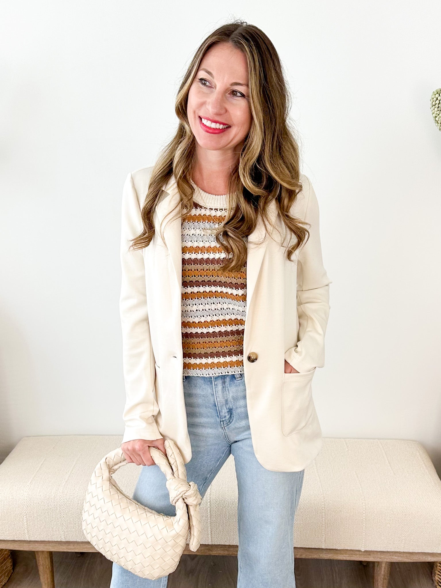 Brushed Pocket Long Sleeve Blazer - The Nines