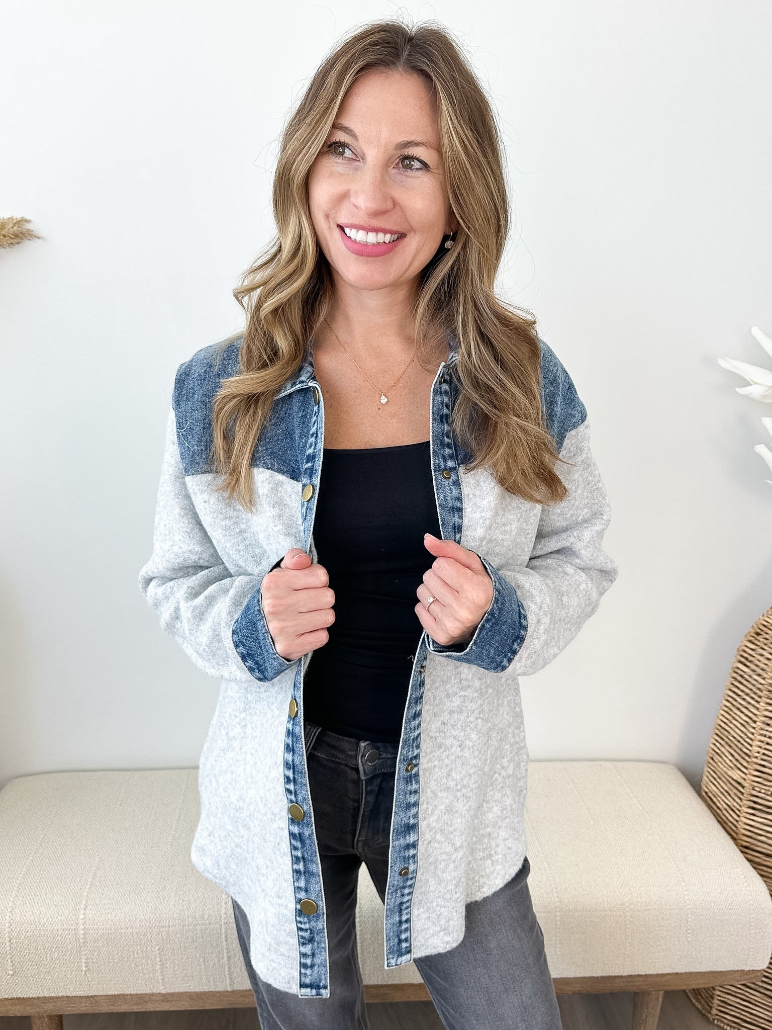 Denim Mixed Snap Jacket