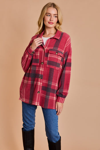 Cozy Soft Red Plaid Shacket - FINAL SALE