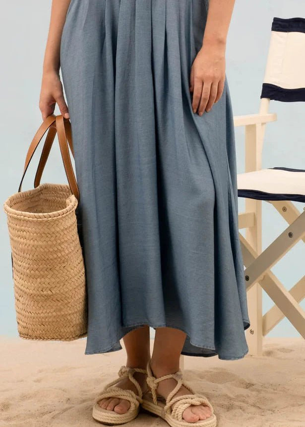 Chambray Pleated Skirt - The Nines