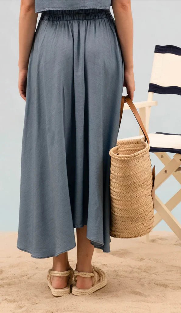 Chambray Pleated Skirt - The Nines