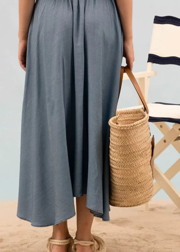 Chambray Pleated Skirt - The Nines