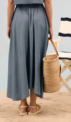 Chambray Pleated Skirt