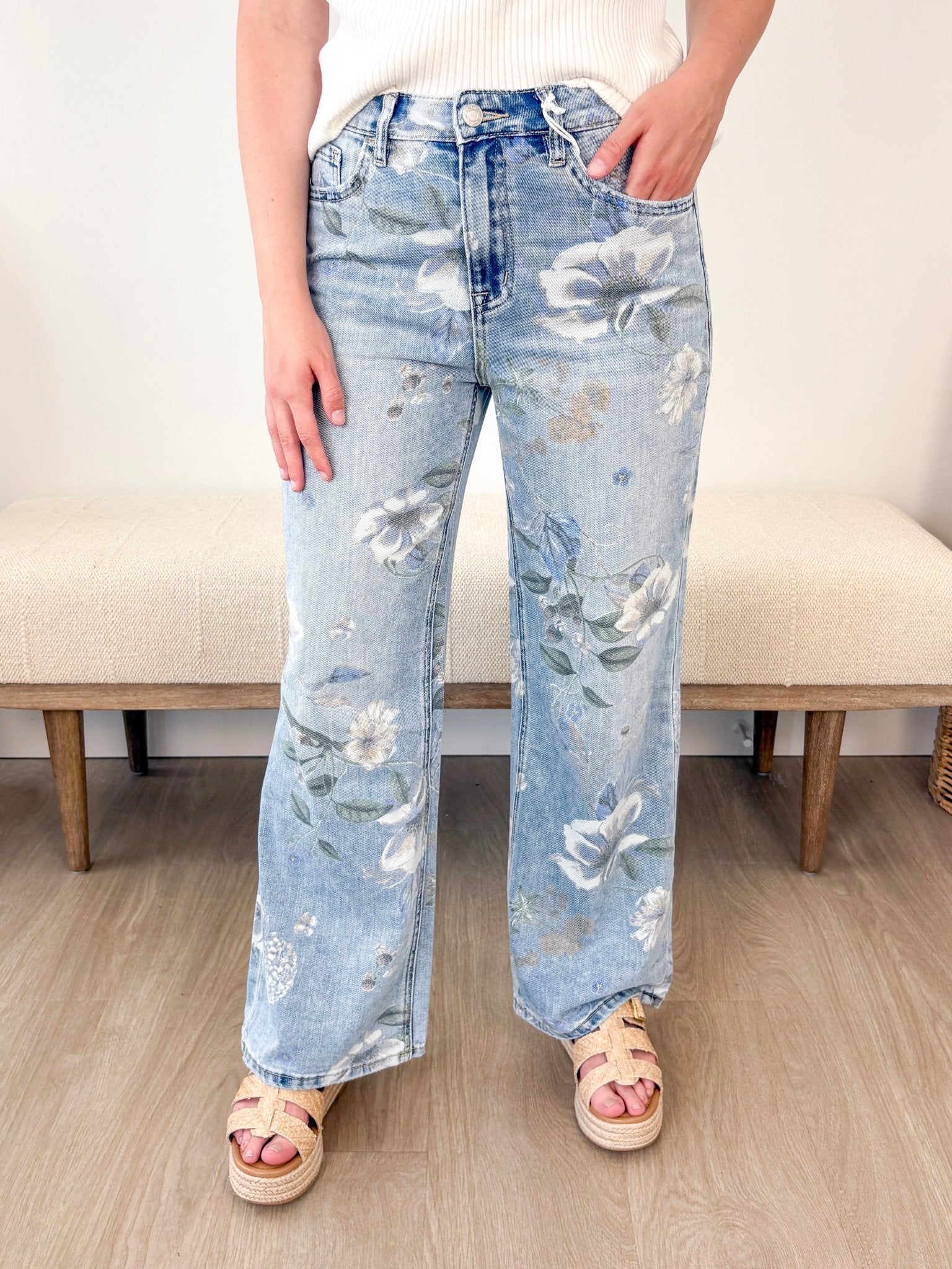 Super High Rise Floral Extreme Vintage Flare Jeans - The Nines