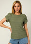 Olive Eyelet Short Sleeve Top