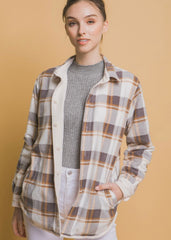 Ivory Reversible Corduroy & Plaid Shacket