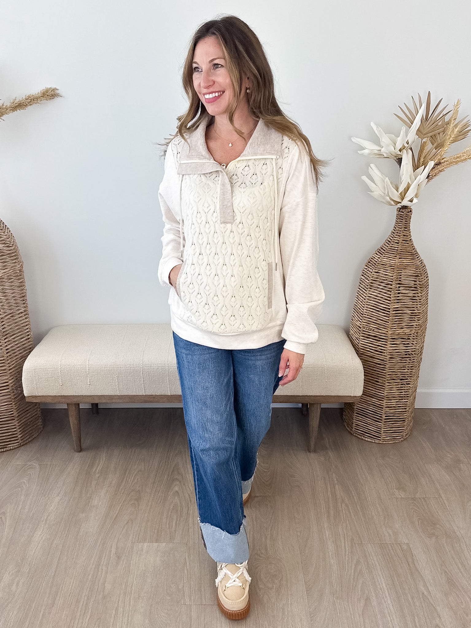 Crochet Mixed Quarter Zip