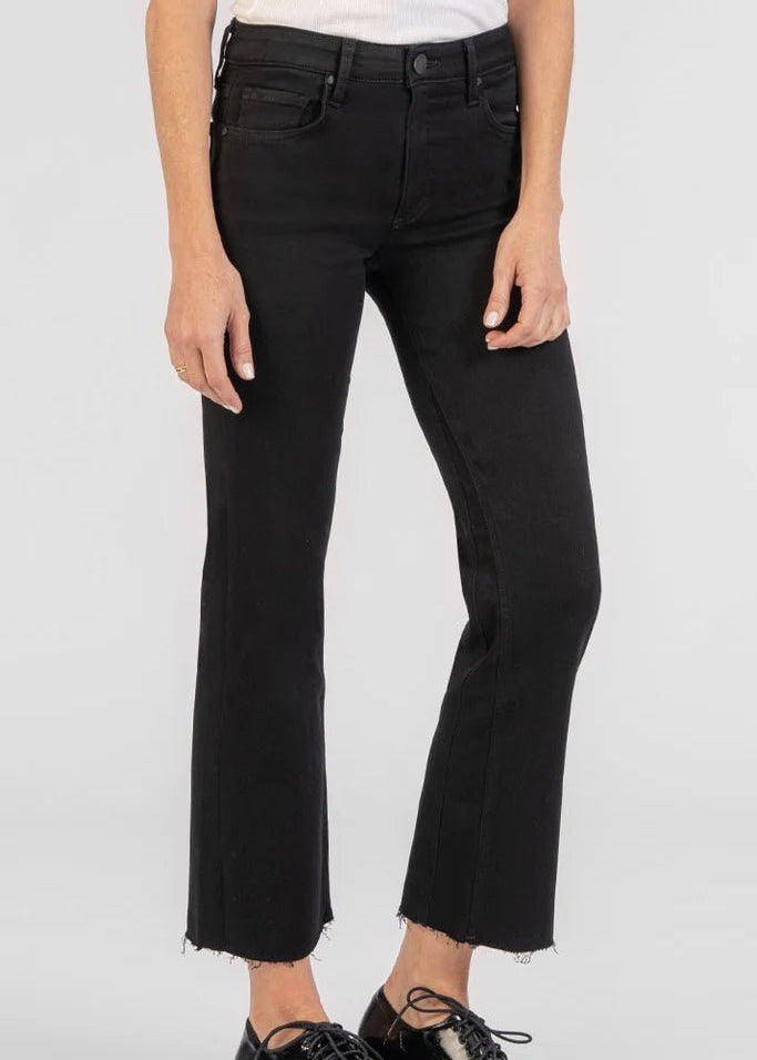 KUT Kelsey Mid Rise Raw Hem Ankle Flare Black Jeans - FINAL SALE! - The Nines