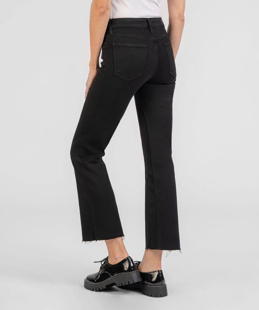 KUT Kelsey Mid Rise Raw Hem Ankle Flare Black Jeans - FINAL SALE! - The Nines