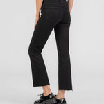 KUT Kelsey Mid Rise Raw Hem Ankle Flare Black Jeans - FINAL SALE! - The Nines
