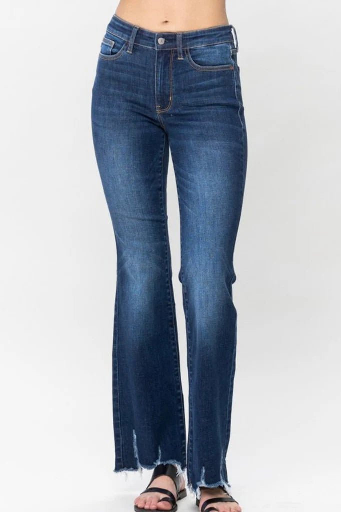 Judy Blue Distressed Hem Boot Cut Jeans - FINAL SALE! - The Nines