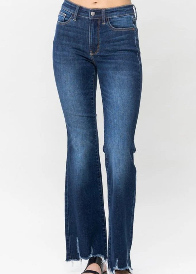 Judy Blue Distressed Hem Boot Cut Jeans - FINAL SALE! - The Nines