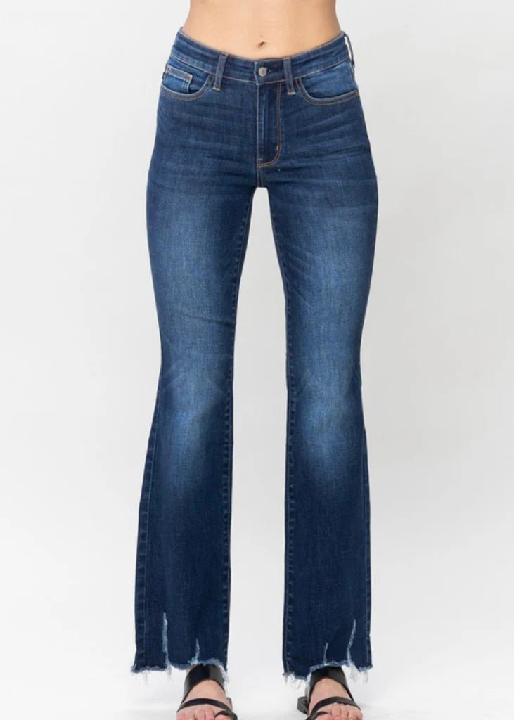 Judy Blue Distressed Hem Boot Cut Jeans - FINAL SALE! - The Nines