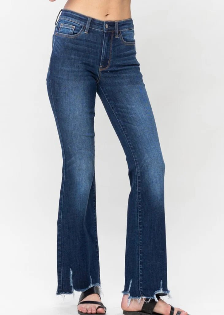 Judy Blue Distressed Hem Boot Cut Jeans - FINAL SALE! - The Nines