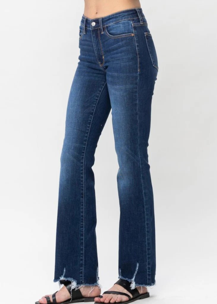 Judy Blue Distressed Hem Boot Cut Jeans - FINAL SALE! - The Nines