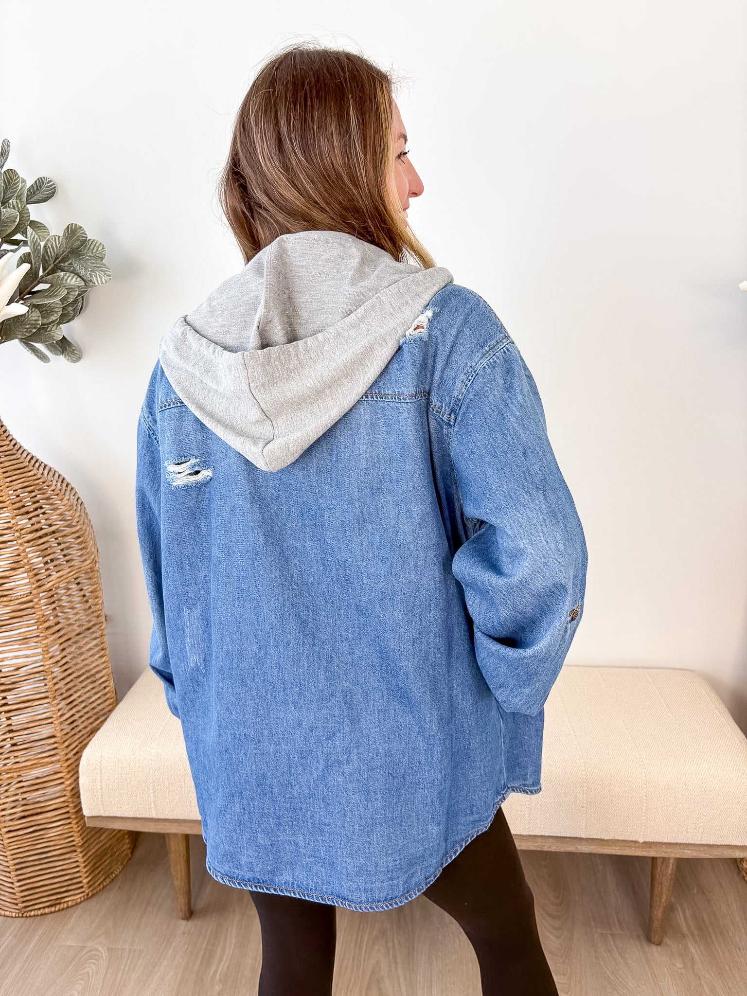 Hooded Denim Pocket Shacket