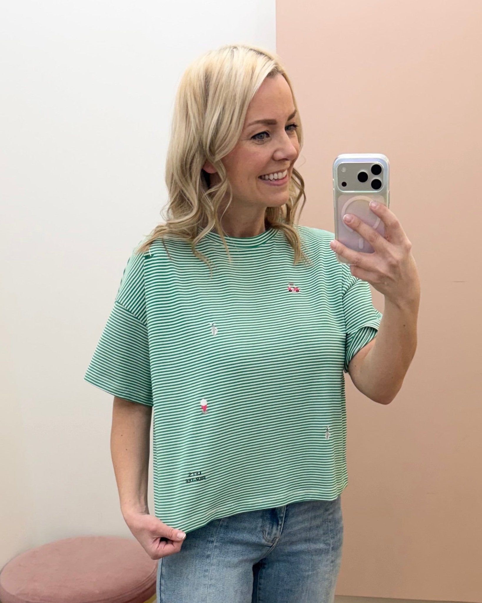 Golf Icon Embroidered Green Tee - The Nines