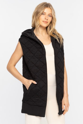 Quilted Hooded Zip Vests - 2 Colors!