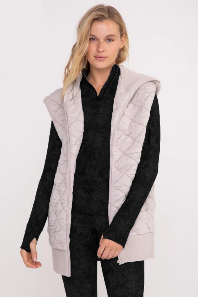 Mono B Quilted Hooded Zip Vest - The Nines