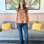 Brown Floral Ruffle Top - The Nines