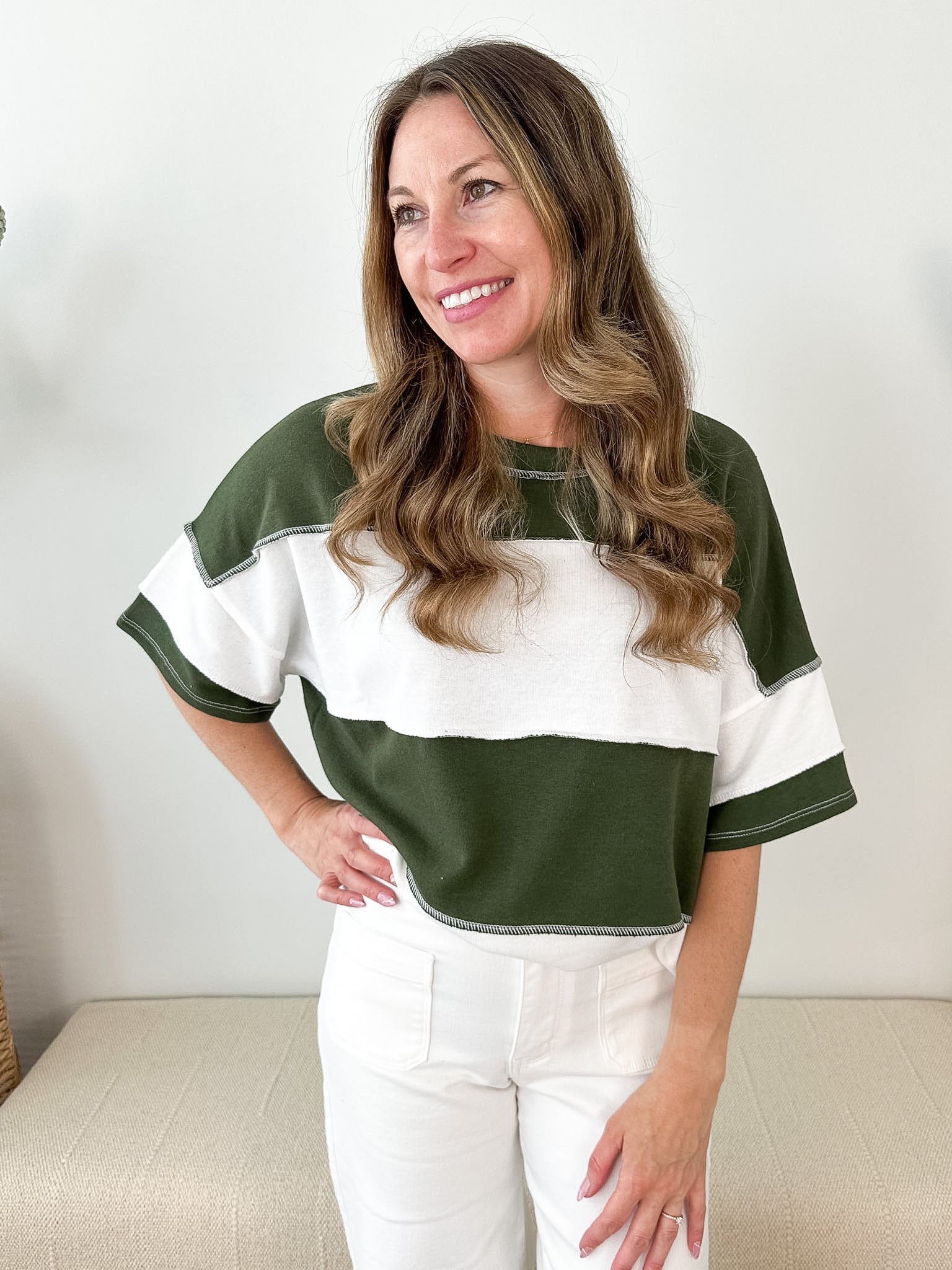 French Terry Color Block Top