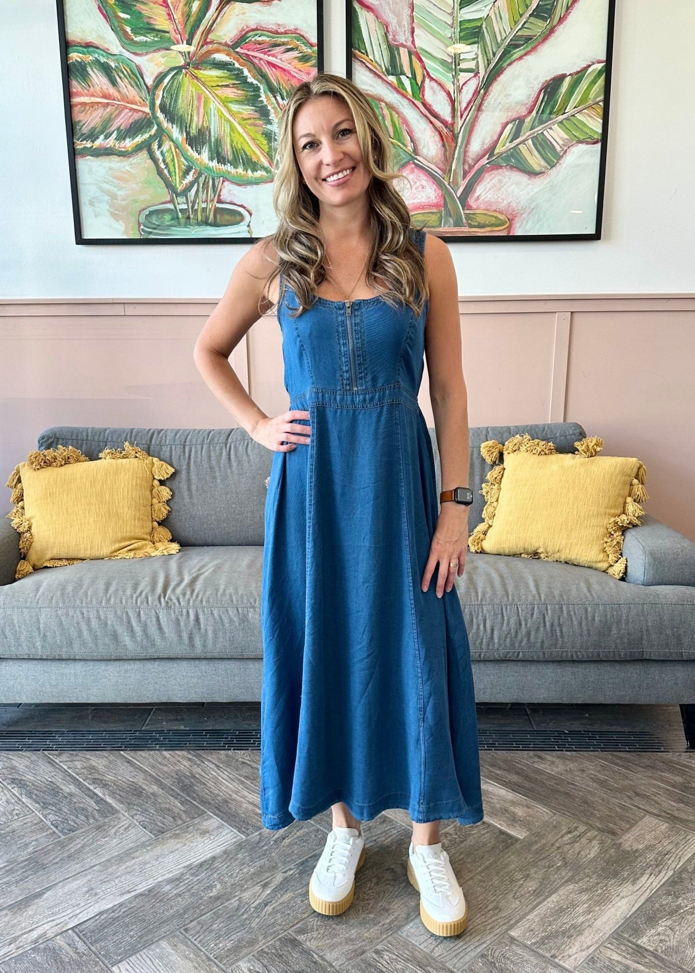Denim Midi Zip Dress - The Nines