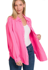 Floating On A Breeze Gauze Frayed Edge Tops - 8 Colors!